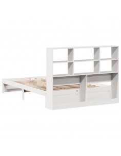 Letto Libreria senza Materasso Bianco 140x190 cm Legno di Pino