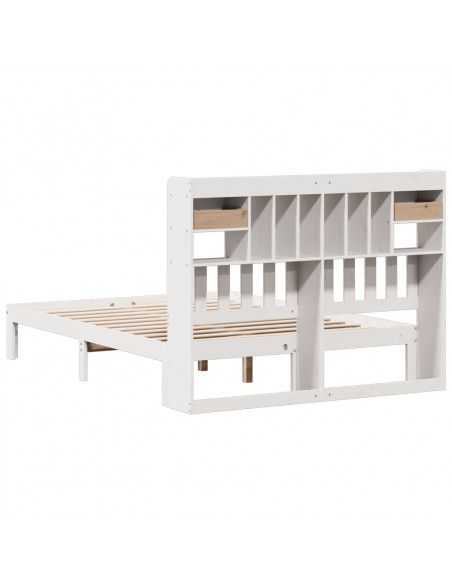 Letto Libreria senza Materasso Bianco 140x190 cm Legno di Pino