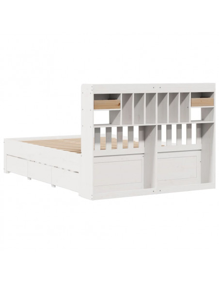 Letto Libreria senza Materasso Bianco 140x200 cm Legno di Pino