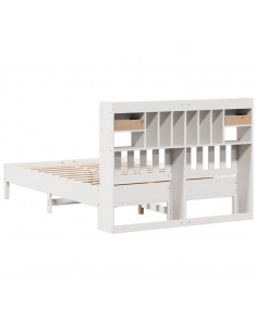 Letto Libreria senza Materasso Bianco 140x200 cm Legno di Pino