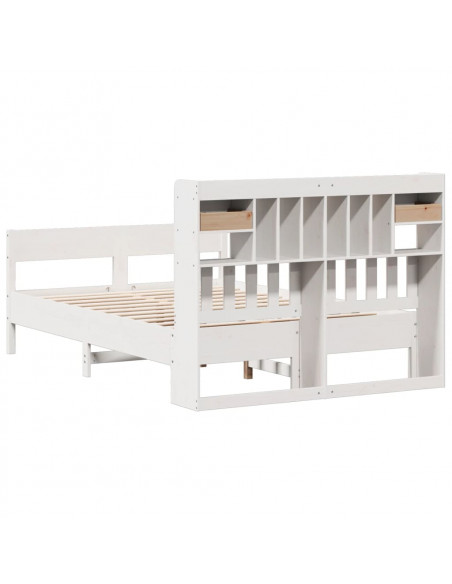 Letto Libreria senza Materasso Bianco 150x200 cm Legno di Pino