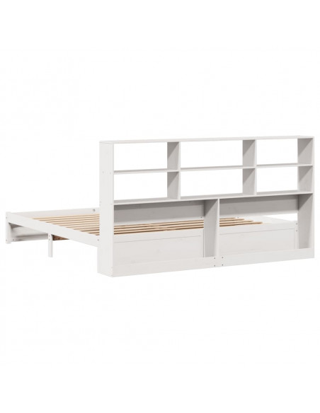 Letto Libreria senza Materasso Bianco 200x200 cm Legno di Pino
