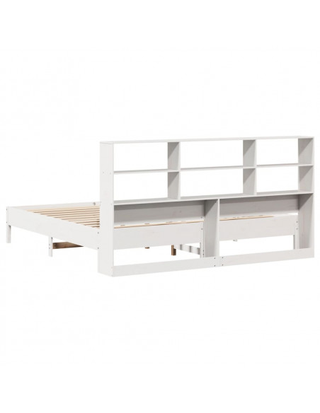Letto Libreria senza Materasso Bianco 200x200 cm Legno di Pino