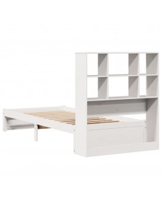 Letto Libreria senza Materasso Bianco 90x190 cm Massello Pino