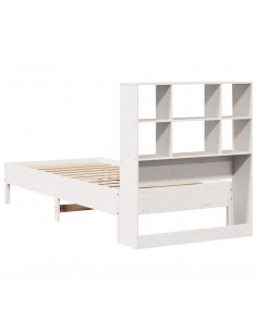 Letto Libreria senza Materasso Bianco 90x190 cm Massello Pino