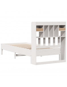 Letto Libreria senza Materasso Bianco 90x190 cm Massello Pino
