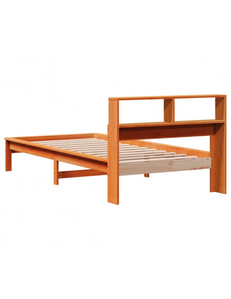 Letto Libreria senza Materasso Marrone Cera 100x200 cm in Pino