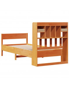 Letto Libreria senza Materasso Marrone Cera 100x200 cm in Pino
