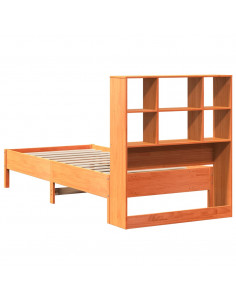 Letto Libreria senza Materasso Marrone Cera 100x200 cm in Pino