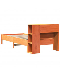 Letto Libreria senza Materasso Marrone Cera 100x200 cm in Pino