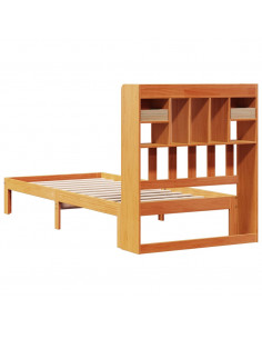 Letto Libreria senza Materasso Marrone Cera 100x200 cm in Pino