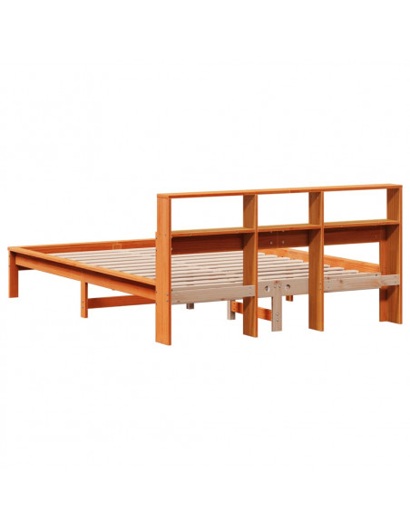 Letto Libreria senza Materasso Marrone Cera 120x200 cm in Pino