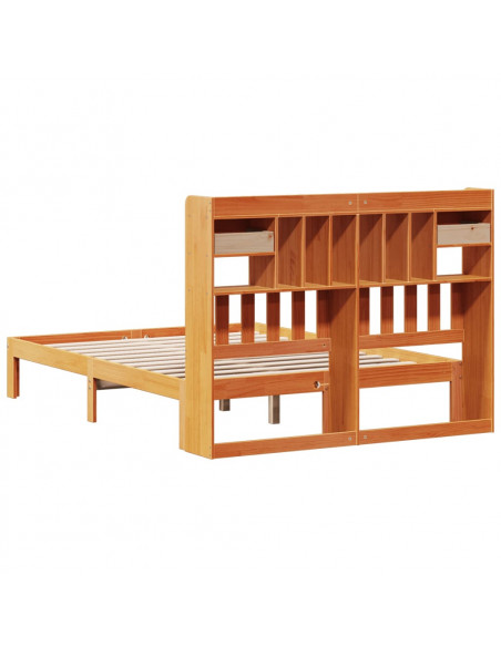 Letto Libreria senza Materasso Marrone Cera 135x190 cm in Pino