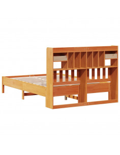 Letto Libreria senza Materasso Marrone Cera 135x190 cm in Pino