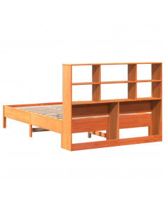 Letto Libreria senza Materasso Marrone Cera 140x200 cm in Pino