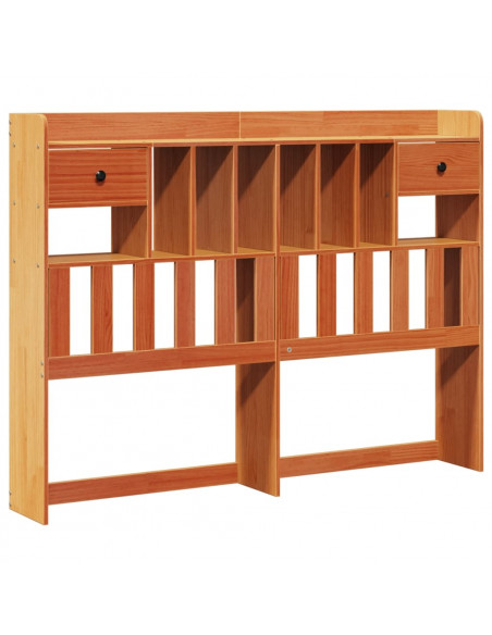 Letto Libreria senza Materasso Marrone Cera 140x200 cm in Pino