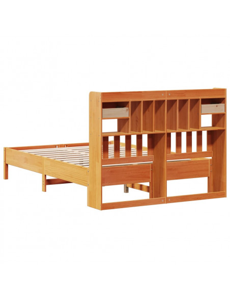 Letto Libreria senza Materasso Marrone Cera 150x200 cm in Pino