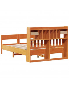 Letto Libreria senza Materasso Marrone Cera 150x200 cm in Pino