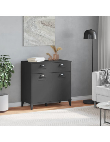 Credenza VIKEN Grigio Antracite 80x40x80 cm Legno Massello Pino