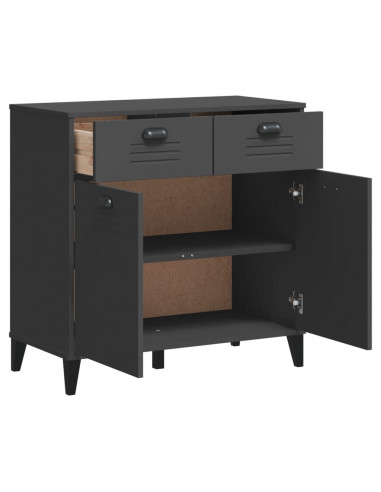 Credenza VIKEN Grigio Antracite 80x40x80 cm Legno Massello Pino