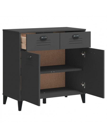 Credenza VIKEN Grigio Antracite 80x40x80 cm Legno Massello Pino