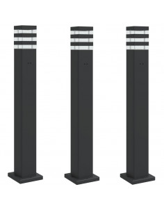 Lampade da Terra per Esterni con Presa 3pz Nere 80 cm Alluminio 2