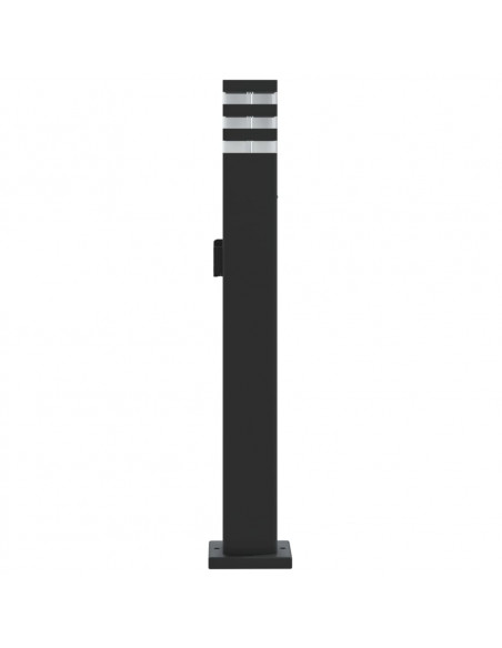 Lampade da Terra per Esterni con Presa 3pz Nere 80 cm Alluminio