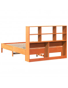 Letto Libreria senza Materasso Marrone Cera 160x200 cm in Pino