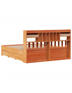 Letto Libreria senza Materasso Marrone Cera 180x200 cm in Pino