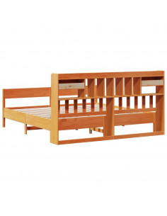 Letto Libreria senza Materasso Marrone Cera 180x200 cm in Pino