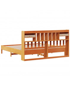 Letto Libreria senza Materasso Marrone Cera 180x200 cm in Pino