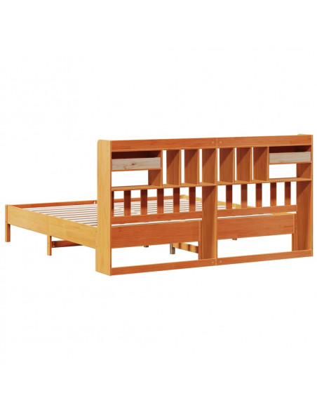 Letto Libreria senza Materasso Marrone Cera 180x200 cm in Pino