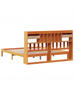 Letto Libreria senza Materasso Marrone Cera 180x200 cm in Pino