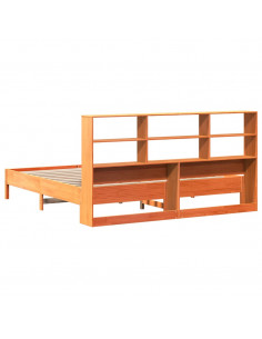 Letto Libreria senza Materasso Marrone Cera 180x200 cm in Pino