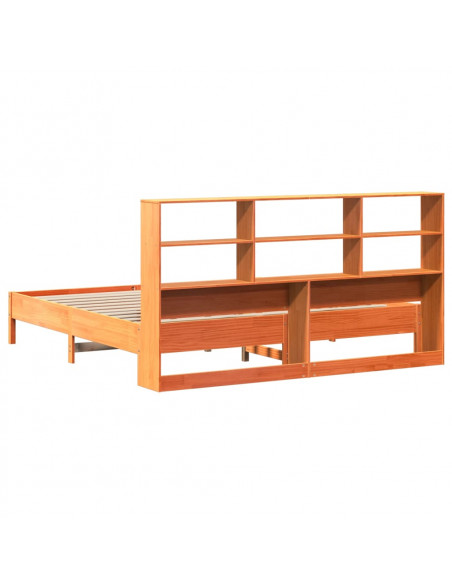 Letto Libreria senza Materasso Marrone Cera 180x200 cm in Pino