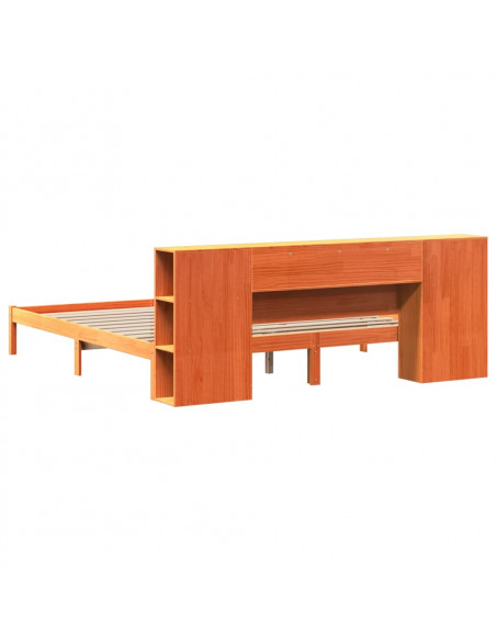 Letto Libreria senza Materasso Marrone Cera 180x200 cm in Pino