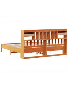 Letto Libreria senza Materasso Marrone Cera 200x200 cm in Pino