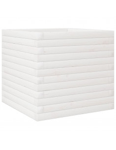 Fioriera da Giardino Bianca 50x50x45,5cm Legno Massello di Pino 2