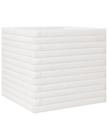 Fioriera da Giardino Bianca 50x50x45,5cm Legno Massello di Pino