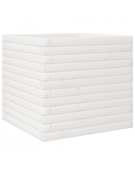 Fioriera da Giardino Bianca 50x50x45,5cm Legno Massello di Pino