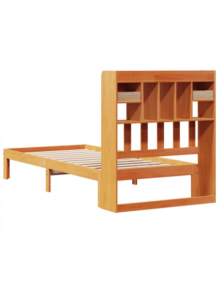 Letto Libreria senza Materasso Marrone Cera 90x190 cm in Pino