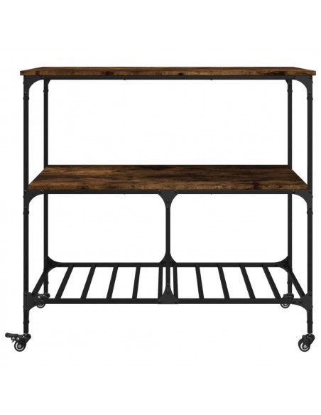 Carrello da Cucina Rovere Fumo 100x50x95cm in Legno Multistrato