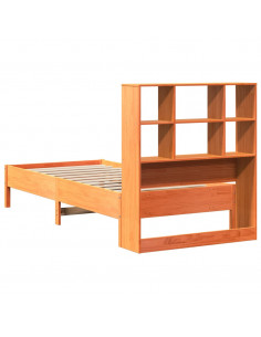 Letto Libreria senza Materasso Marrone Cera 90x190 cm in Pino