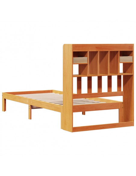 Letto Libreria senza Materasso Marrone Cera 90x200 cm in Pino