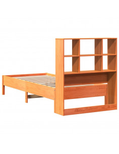 Letto Libreria senza Materasso Marrone Cera 90x200 cm in Pino