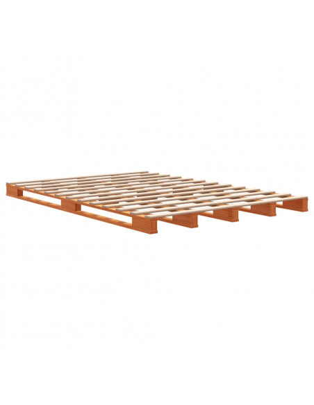 Letto Pallet Marrone Cera 140x200 cm in Legno Massello di Pino