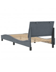 Giroletto con Testiera Grigio Scuro 90x200 cm in Velluto 2