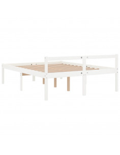 Letto per Anziani Bianco 120x200 cm in Legno Massello di Pino