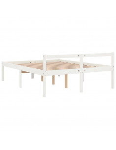 Letto per Anziani Bianco 160x200 cm in Legno Massello di Pino