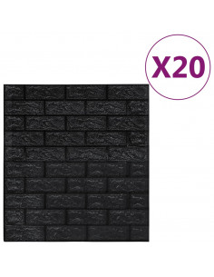 Carta da parati 3D Motivo a Mattoni Autoadesiva 20 pz Nera 2